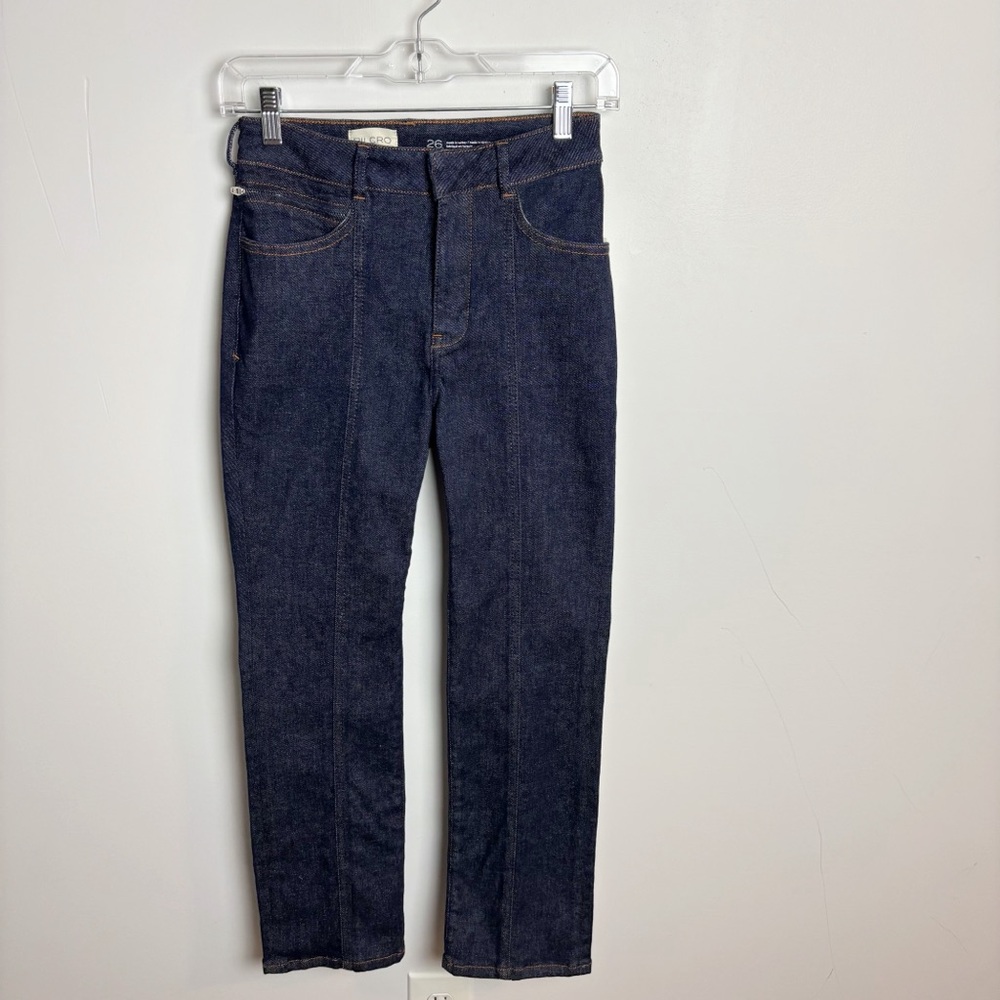 Anthropologie Pilcro Front Seam Dark Wash Straight Leg Jeans Size 26